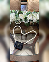 Chanel Mini Flap Bag with Pearl Strap, Black Lambskin
