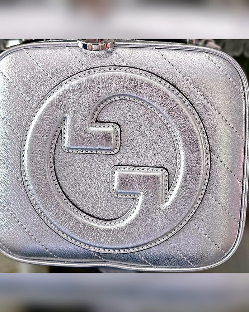 Gucci Blondie Top Handle Bag, Metallic Silver
