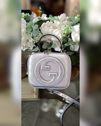 Gucci Blondie Top Handle Bag, Metallic Silver
