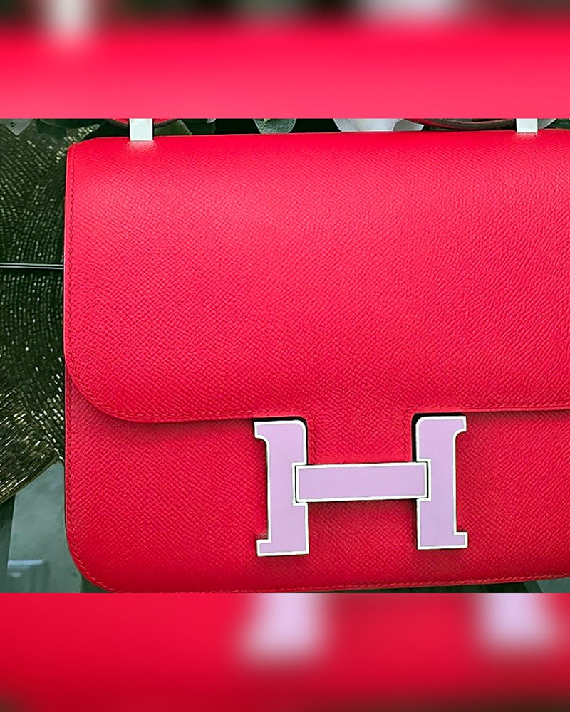Hermès Constance Bag, Red Epsom with Pink Enamel H