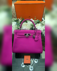 Hermès Kelly Retourne, Magenta with Palladium Hardware